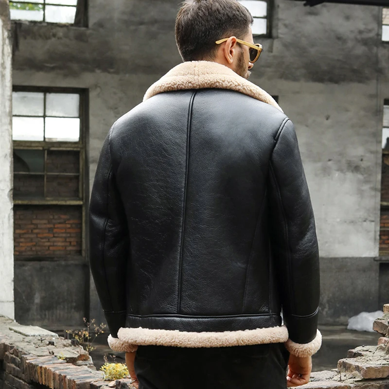 Мужская дубленка Denny &amp Dora B3 куртка-бомбер черная кожаная куртка модная