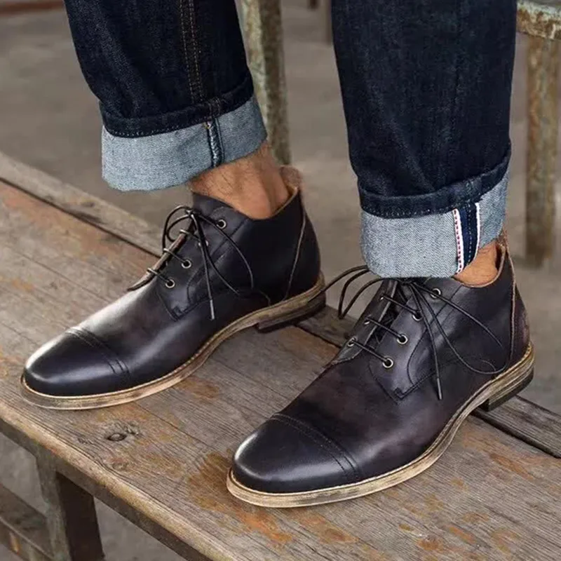 

2022 осень свадьба джентльмен бренд плоская обувь ручной работы из натуральной кожи мужские мартинсы Ботинки Челси модная обувь Высокое каче...