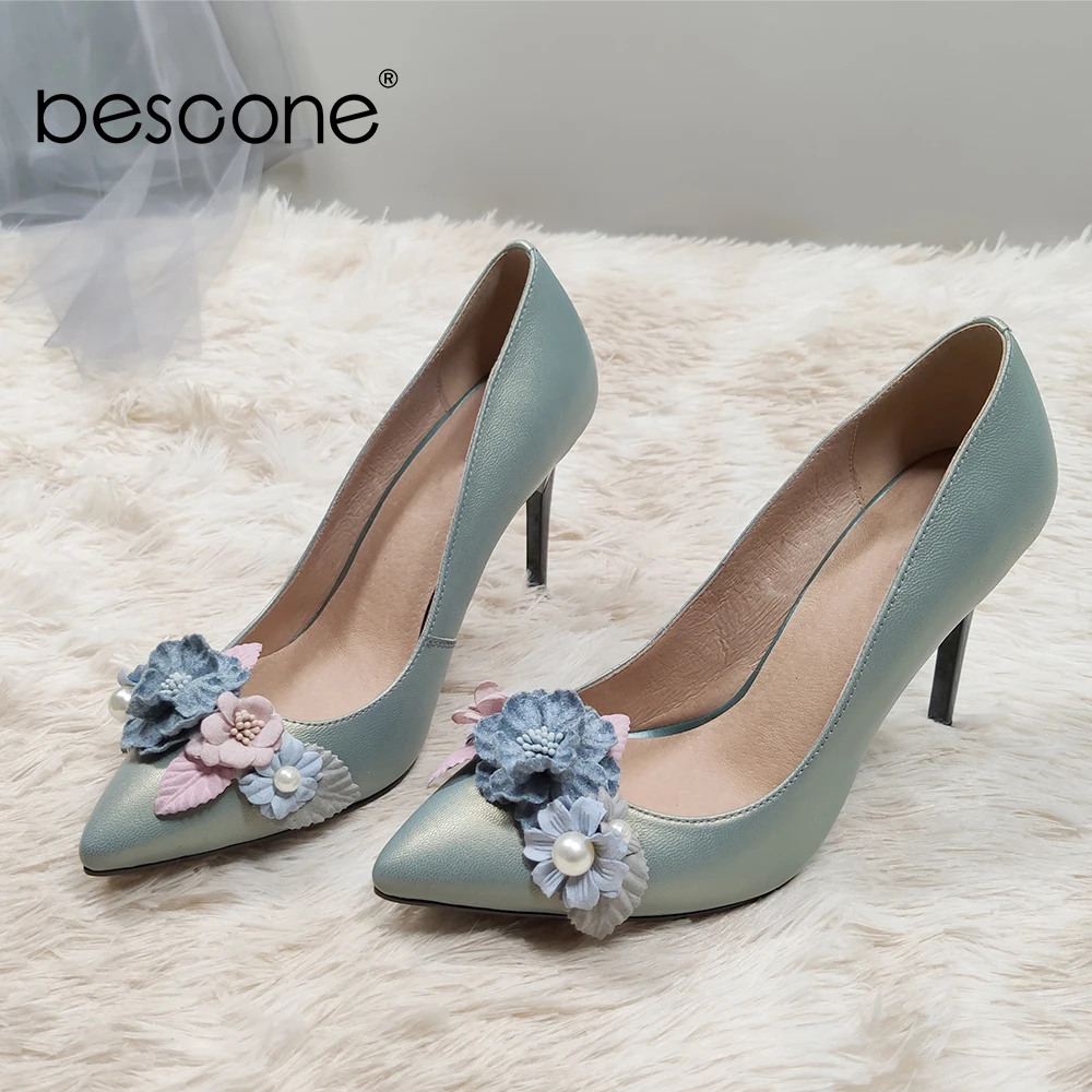 BESCONE/модные туфли лодочки с цветочным узором Высококачественные элегантные