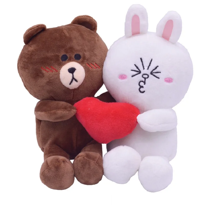 

2PCS/Lot Korean Couple Bear and Rabbit Hug Love Heart Plushie Toy Anime Doll Decorations Valentine's Day Gifts