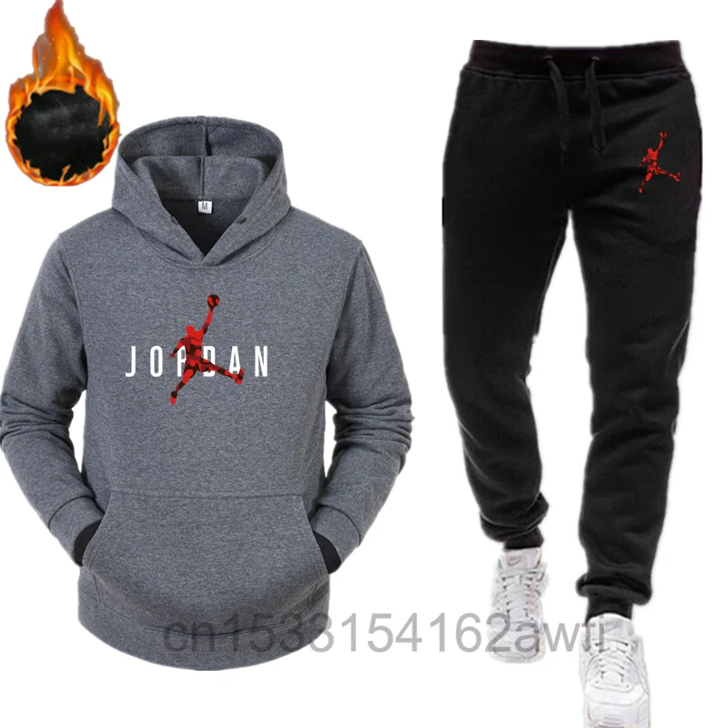 

Tracksuit men's spring and autumn hooded trousers 2-piece suit, bicycle, baseball, football, racing, fitness Jogging sportswear