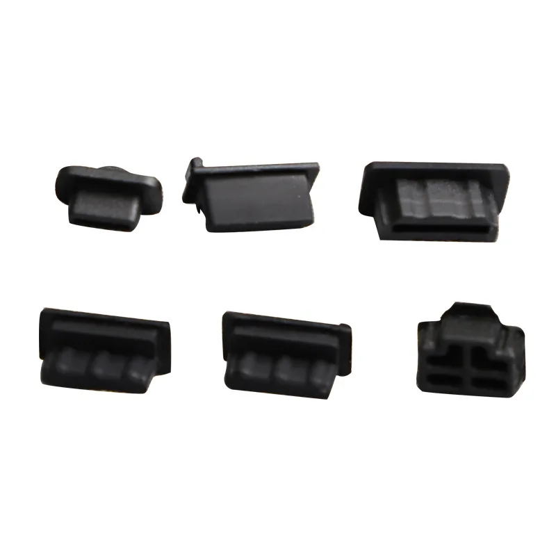 

6pcs Black Silicone Dust Plugs Set for PS5 Accessories USB HDM Interface Anti-dust Cover Dustproof Plug for PS5 Game Console