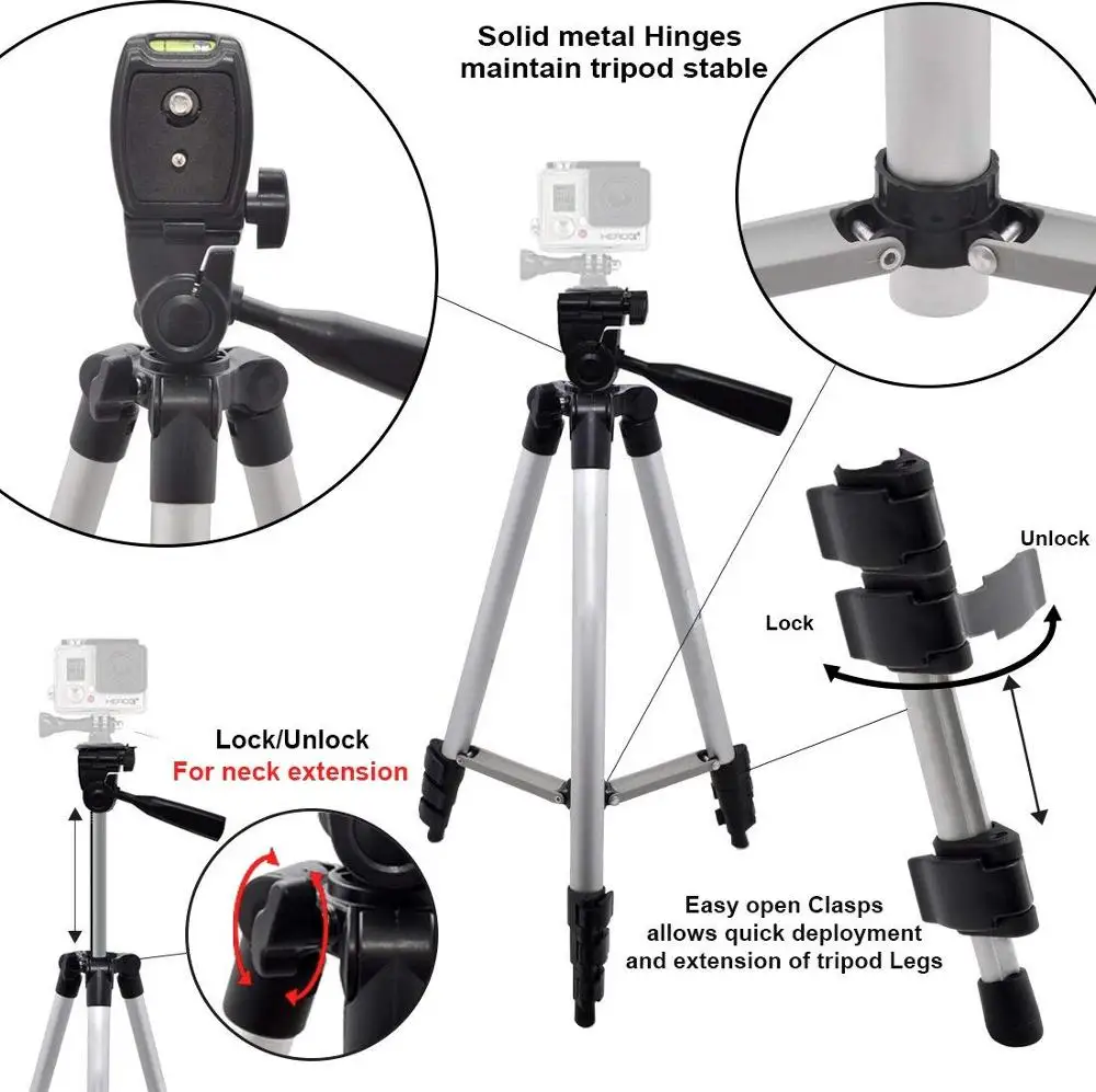 JCKEL Protable Adjustable Phone Camera Tripod Flexible Stand Mount Holder Clip Set Universal Tripods for IOS Android Phone