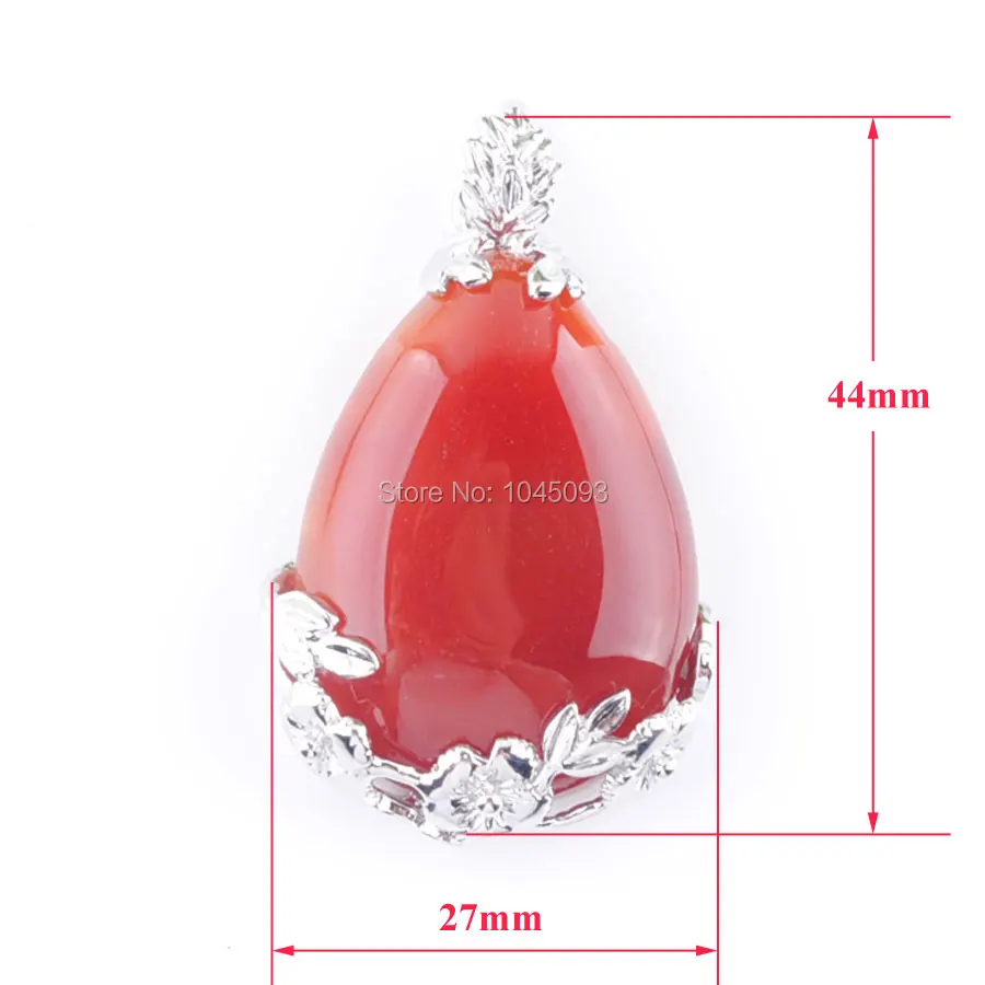 YOWOST Natural Deep Red Agates Gem Stone Teardrop Silver Plated Reiki Chakra Pendant Bead 1PCS QN3468 | Украшения и аксессуары