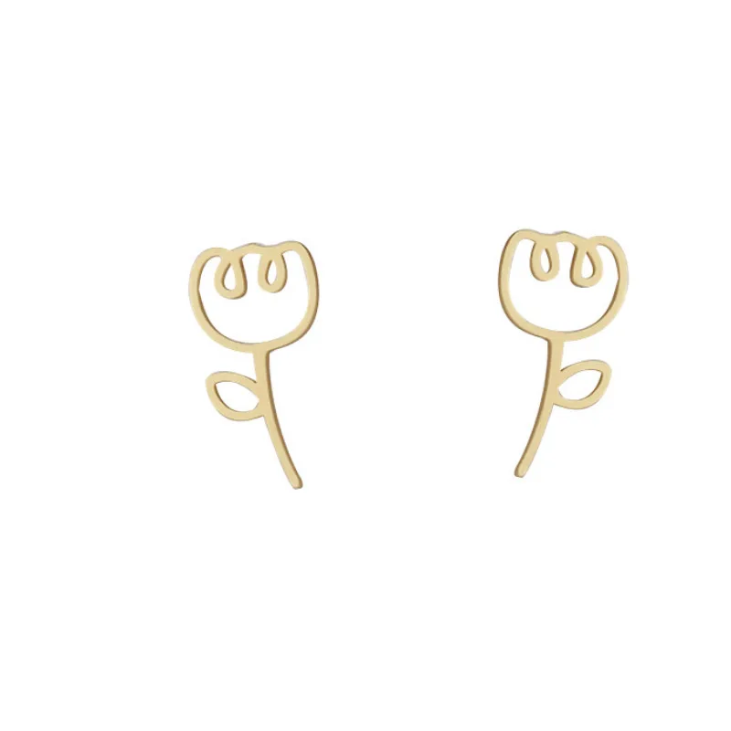 

2021 European American new retro metal earring simple trendy French geometry exaggerated Korean personality dumb gold earrings