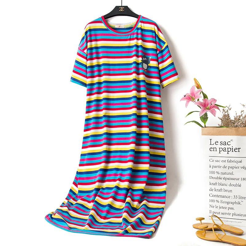 Ночная рубашка женская хлопковая в стиле оверсайз свободная одежда для сна с