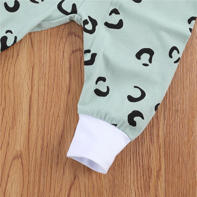 

Infant Baby Boy Girl Clothes Set Autumn Winter Long Sleeve Letter Print Top Romper+Leopard Printed Pants Headband Cotton Outfits