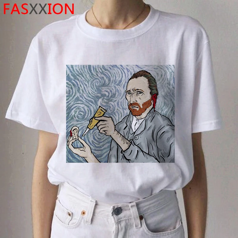 Van Gogh Van Goghing Van Gone футболки HARAJUKU женские Рисование маслом Ullzang футболка Веселая 90s футболки модные футболки женские - Цвет: 9338