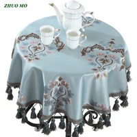 european tassel tablecloth blue soft cloth wedding decoration kitchen accessories for home living room coffee house table cover