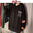 LAPPSTER мужская Японская уличная одежда с буквенным принтом толстовки 2019 пуловер больших размеров мужские корейские толстовки Мужская одежда черного цвета