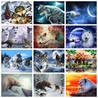 Алмазная 5D мозаика сделай сам, Набор для вышивки крестиком, с волком и двумя медведями, мозаика для творчества, стразы, украшение для вышивки