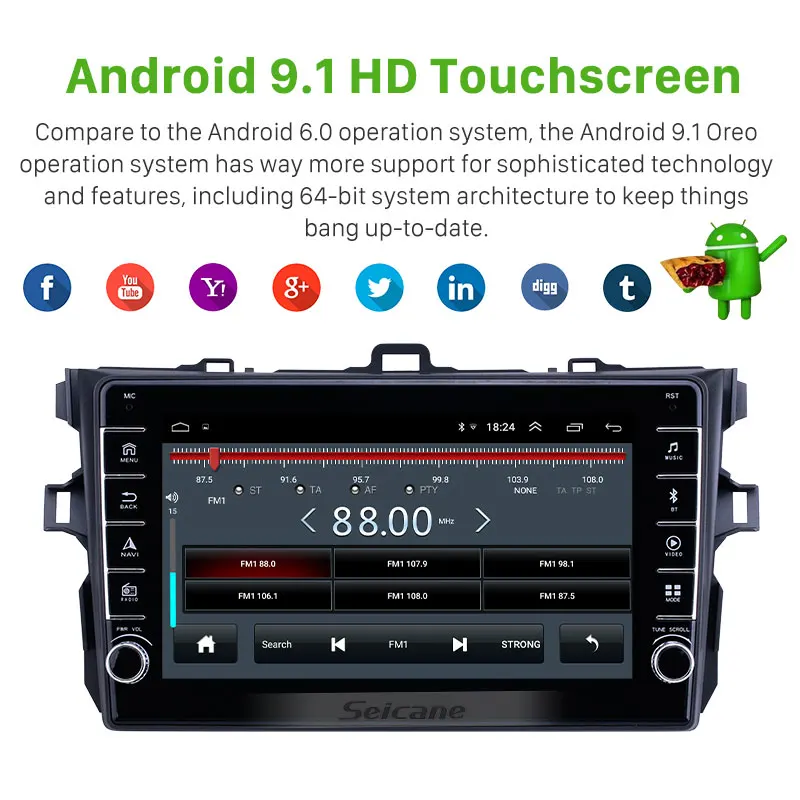 Seicane автомобильный 2Din gps стерео Navi Android 9 1 HD 2 + 32GB Автомобильный мультимедийный