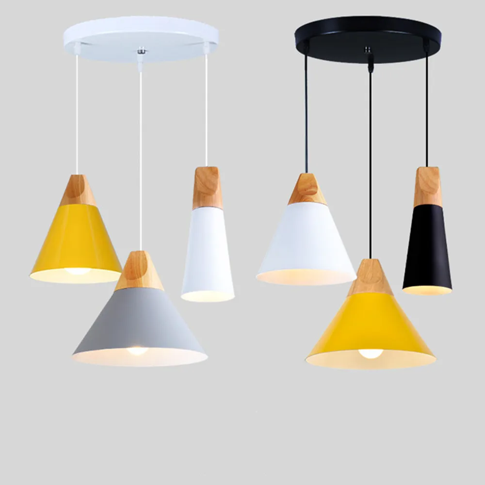 Простой подвесной светильник s дерево E27 Led промышленный для спальни прикроватный