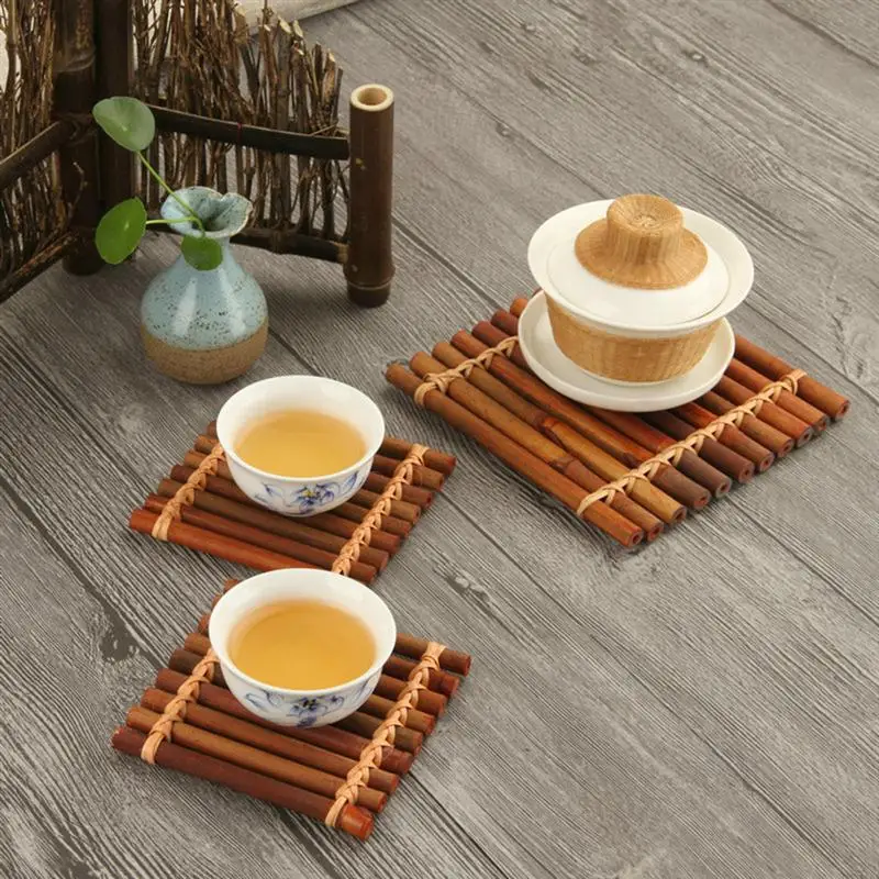 2 шт. подставки для чайных чашек тарелок бамбуковые подстаканники кунг-фу чайный