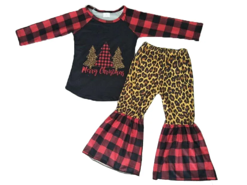 

Z 2019 latest Christmas children's wear Merry Christmas word print fashion girl boutique 2 pieces set