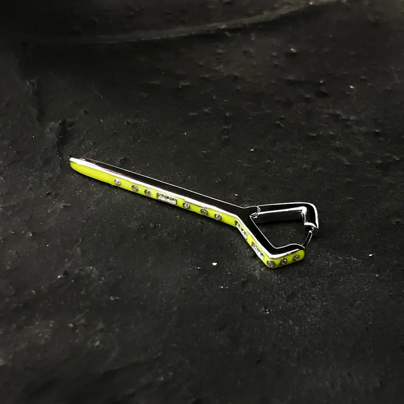 

S925 Sterling Silver Fashion Original Jewelry Earrings Epoxy Fluorescent Yellow Y-shaped Morse Code Jewelry Strap Ladies Gift