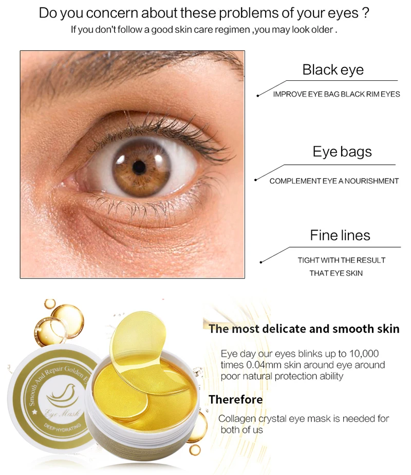 60 шт. коллагеновые маски для кожи вокруг глаз от морщин|Средства ухода и маски| |