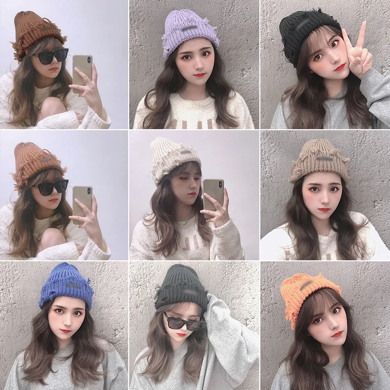 

2021 New Winter girl mother girl mother knitted Beanies Hats Women Thick Warm Beanie Skullies Hat knit Fashion solid color Caps