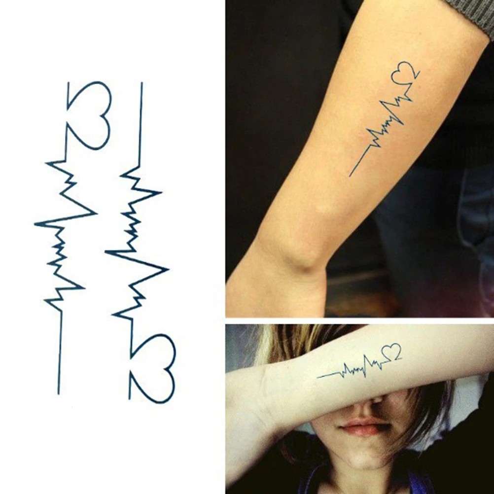 

Waterproof Electrocardiogram Shape Temporary Tattoo Tags for Body Tattoo Stickers Skin Decoration 10*6cm