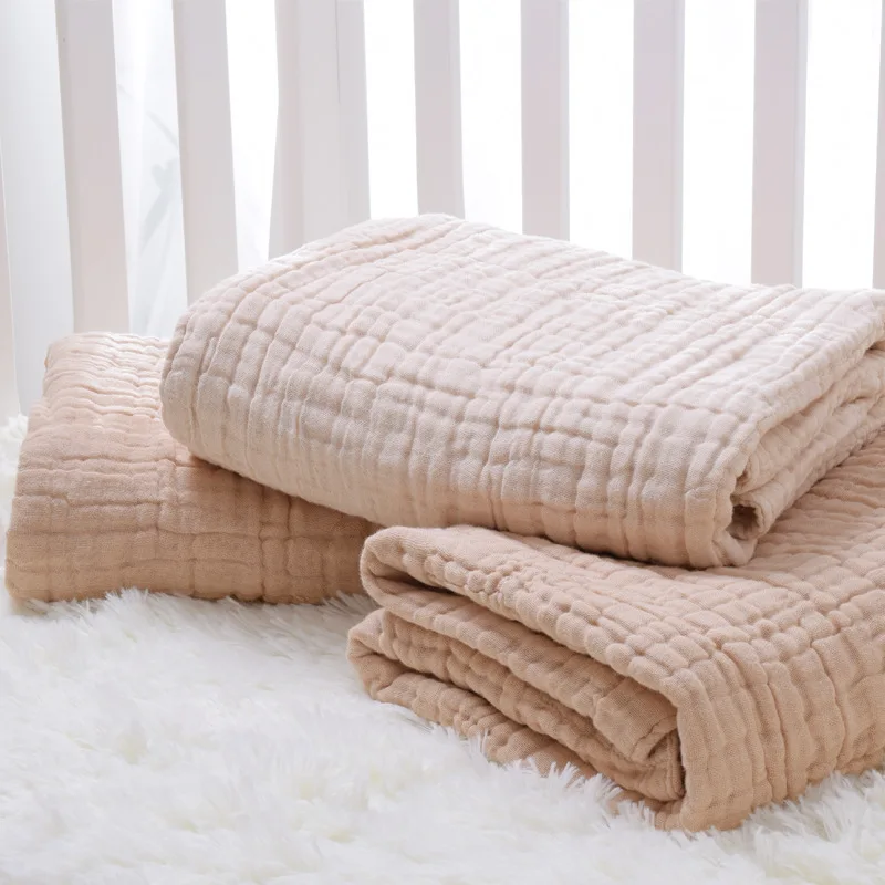 

Cotton Blanket Receiving Blankets for Baby Swaddle Wrap 6 Layers Khaki Blanket Sleeping Quilt Bed Cover Muslin Diaper Blanket