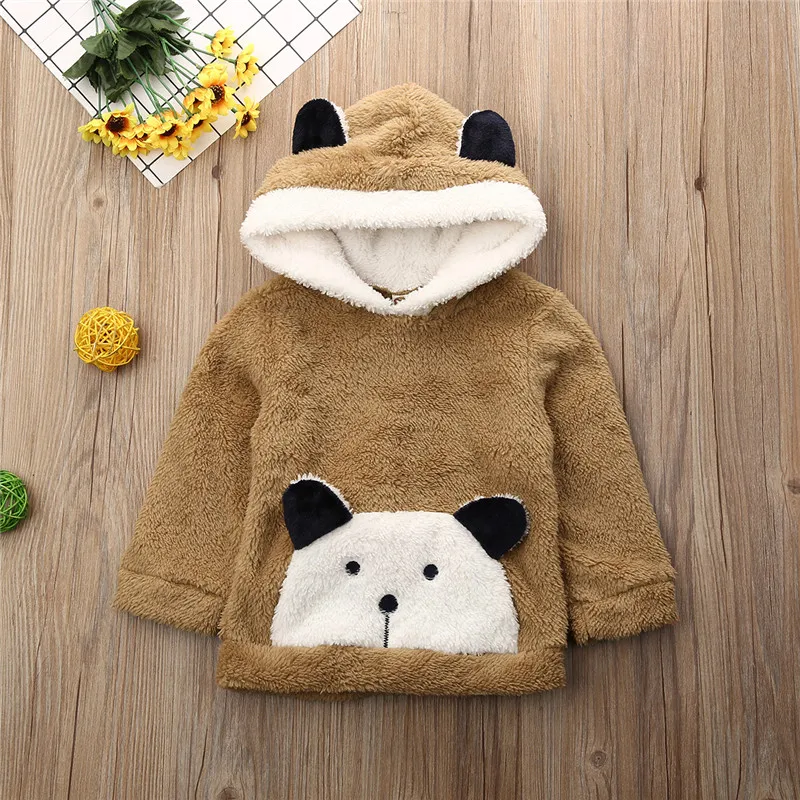 От 0 до 3 лет теплые пушистые толстовки для маленьких мальчиков с изображением