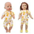 Летний комплект, Повседневная Пижама на утином пуху, костюм для 18-дюймовых американских кукол и 43 см новорожденных, аксессуары для одежды