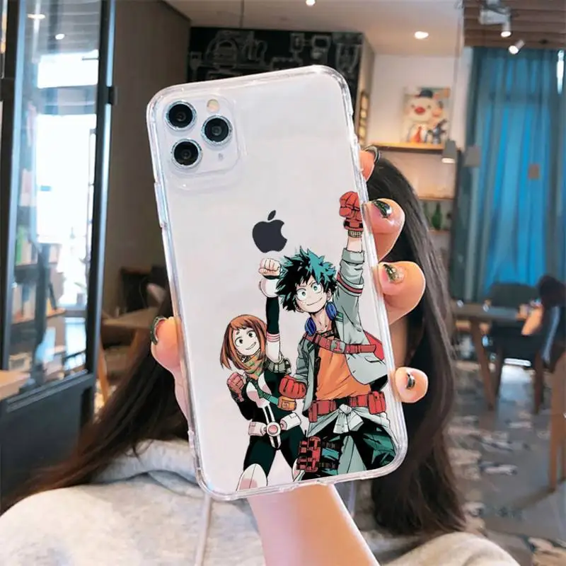 

My hero academia Phone Case Transparent for iPhone 6 7 8 11 12 s mini pro X XS XR MAX Plus cover funda shell