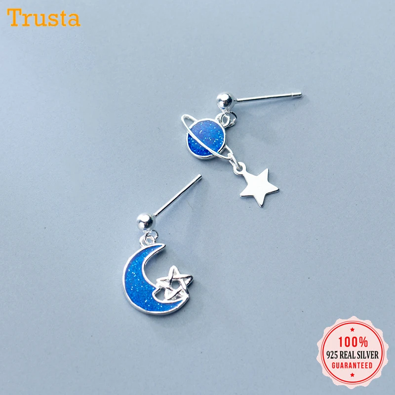 Trustdavis 100% 925 стерлингового серебра серьги серебристого цвета Бижутерия маленькие