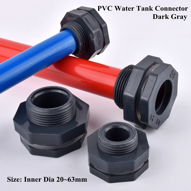 

1pc ID 20~63mm PVC Water Tank Connector Home Aquarium Fish Tank Inlet Drain Joint Irrigation System Garden Water Pipe Connector