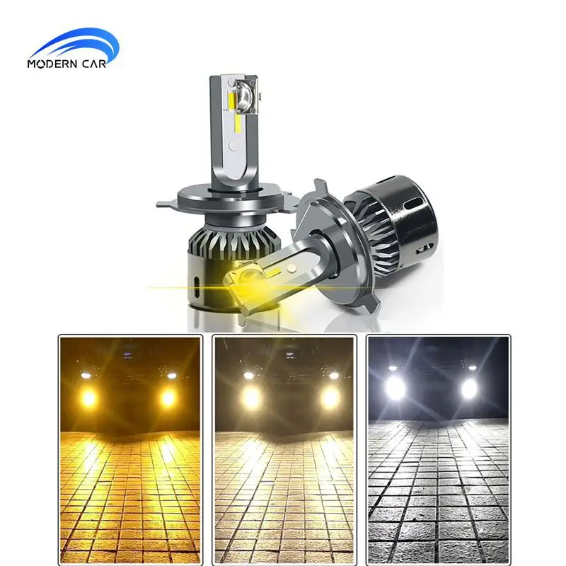 

New Car Modified Three-Color LED Headlight F25 Highlight Far and near White Yellow Light Car H4h5h11 Car Lamp Fog Lamp