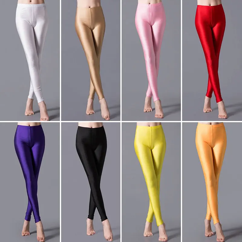 

Fashion Candy Color Neon Leggings for Women High Stretched Female Legging Pants Casual Fluorescent Shiny Pant Leggings