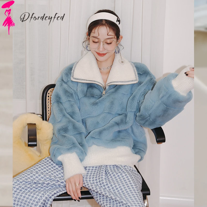 

Winter Faux Fur Coats And Jackets For Women Lamb Cashmere Sky Blue Thickening Coats Fashion Women Jackets Winter Coat Jacket