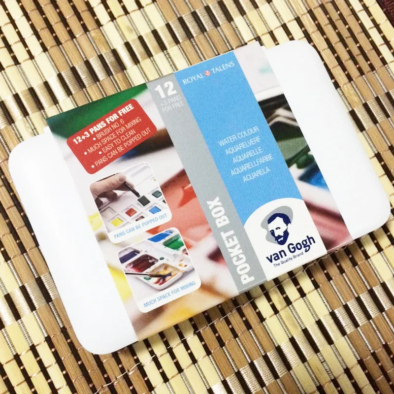 Ван Гог твердый набор акварельных красок 15 цветов новый пакет с щеткой Aquarela Acuarelas