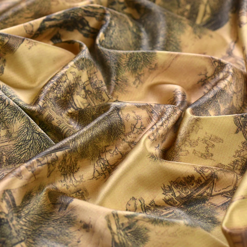 

120 cm pure silk stretch heavy satin 30 mm printed pure silk fabric mulberry silk fabric clothing