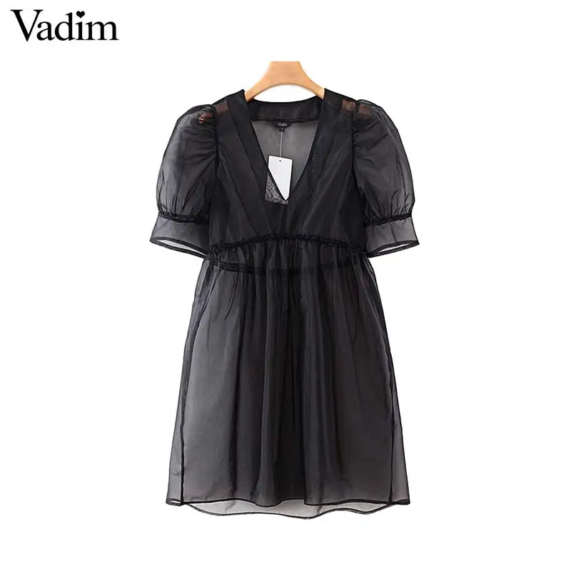 Женское Прозрачное мини-платье Vadim черное прозрачное платье из органзы с
