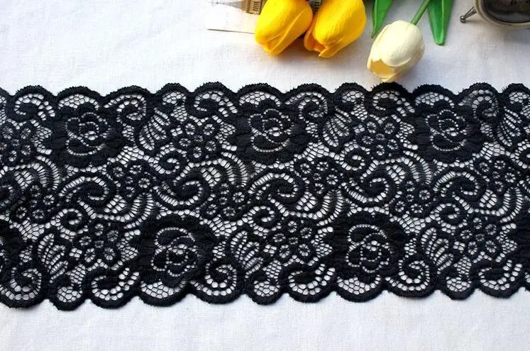 1 метр Высококачественная Белая черная Толстая эластичная кружевная ткань