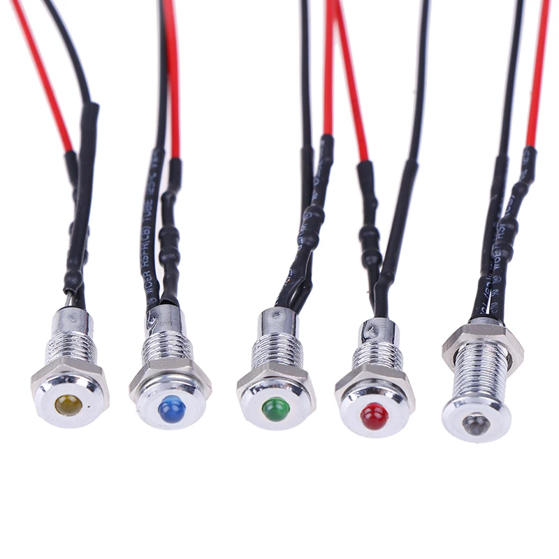 1 шт. 6 мм 12 В водонепроницаемый предупреждающий металлический светодиодный