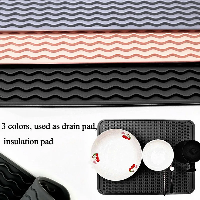 

Kitchen Large Silicone Drain Pad Anti-Fouling Drain Drying Mat Home Heat Resistant Countertop Protection Flexible Table Placemat