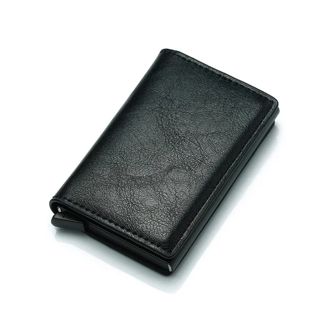 black Rfid держатель для карт, мужские кошельки, сумка для денег, Мужской винтажный черный короткий кошелек, маленькие кожаные тонкие кошельки, Мини кошельки, тонкие - Цвет: black