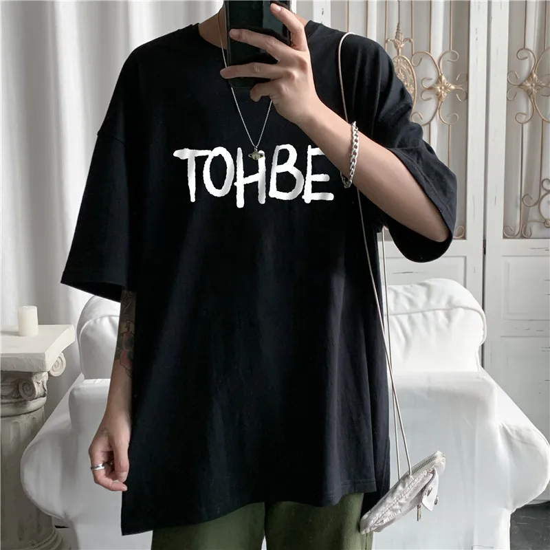 

Hong Kong Style Japanese Short-sleeved T-shirt Men's Summer Loose Korean Version Ins Harajuku Fashion Brand Oversized Shirt Top
