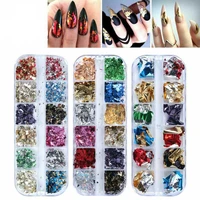 nail art foil flakes chunky body glitter manicure decor leaf gold silver makeup