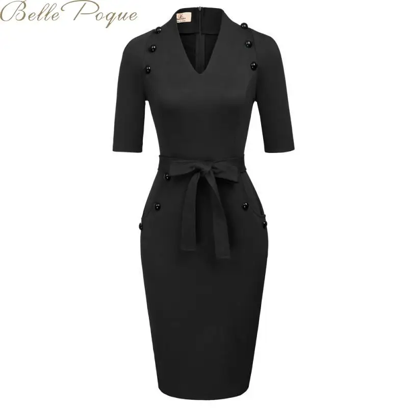 Belle Poque Ретро Бандажное платье для женщин 2019 элегантные офисные женские платья с