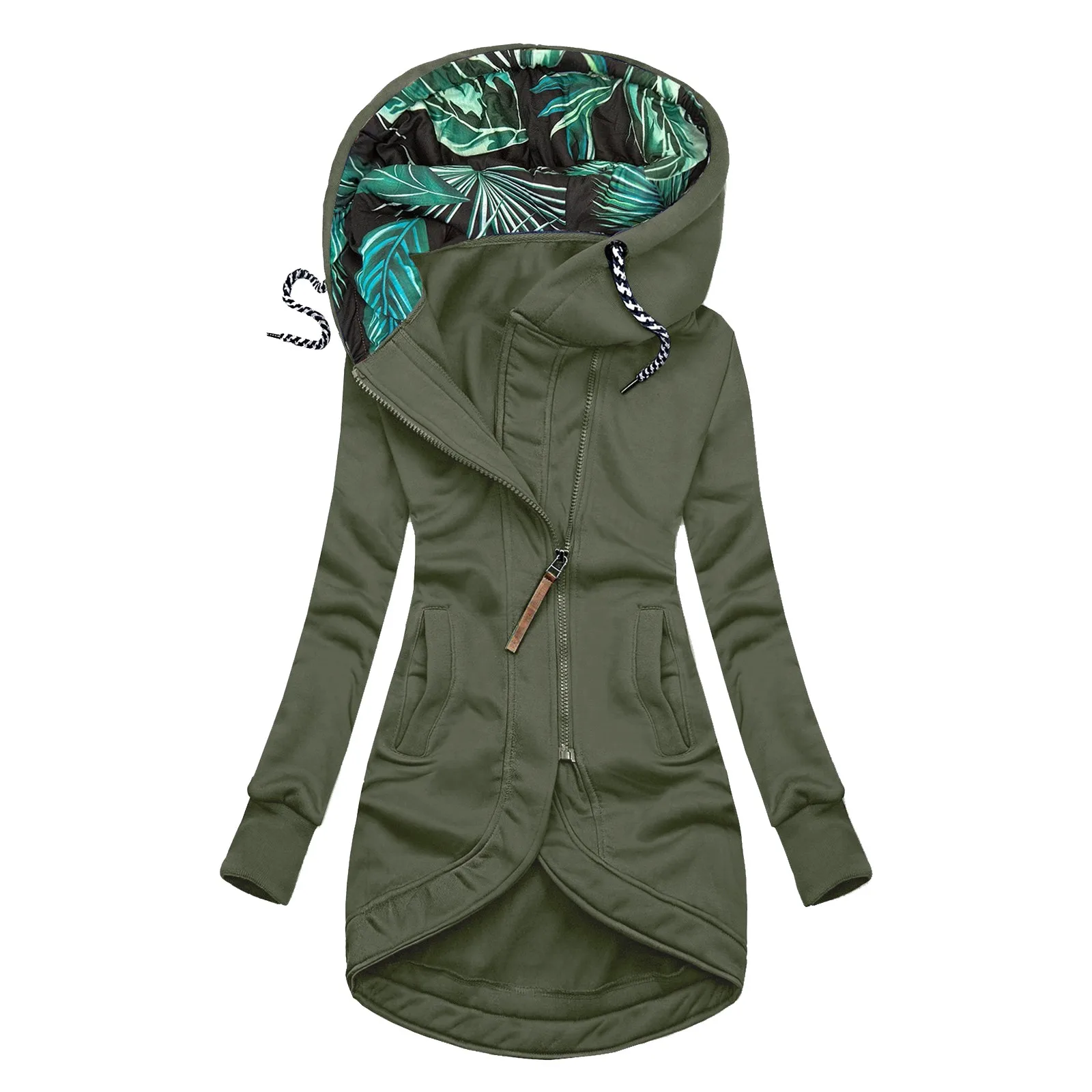 Winter Warm Women Hooded Quilted Coats Outwear Long Sleeve Zipper Pocket Solid Color Slim Jackets Coat Overcoat Veste Femme A40