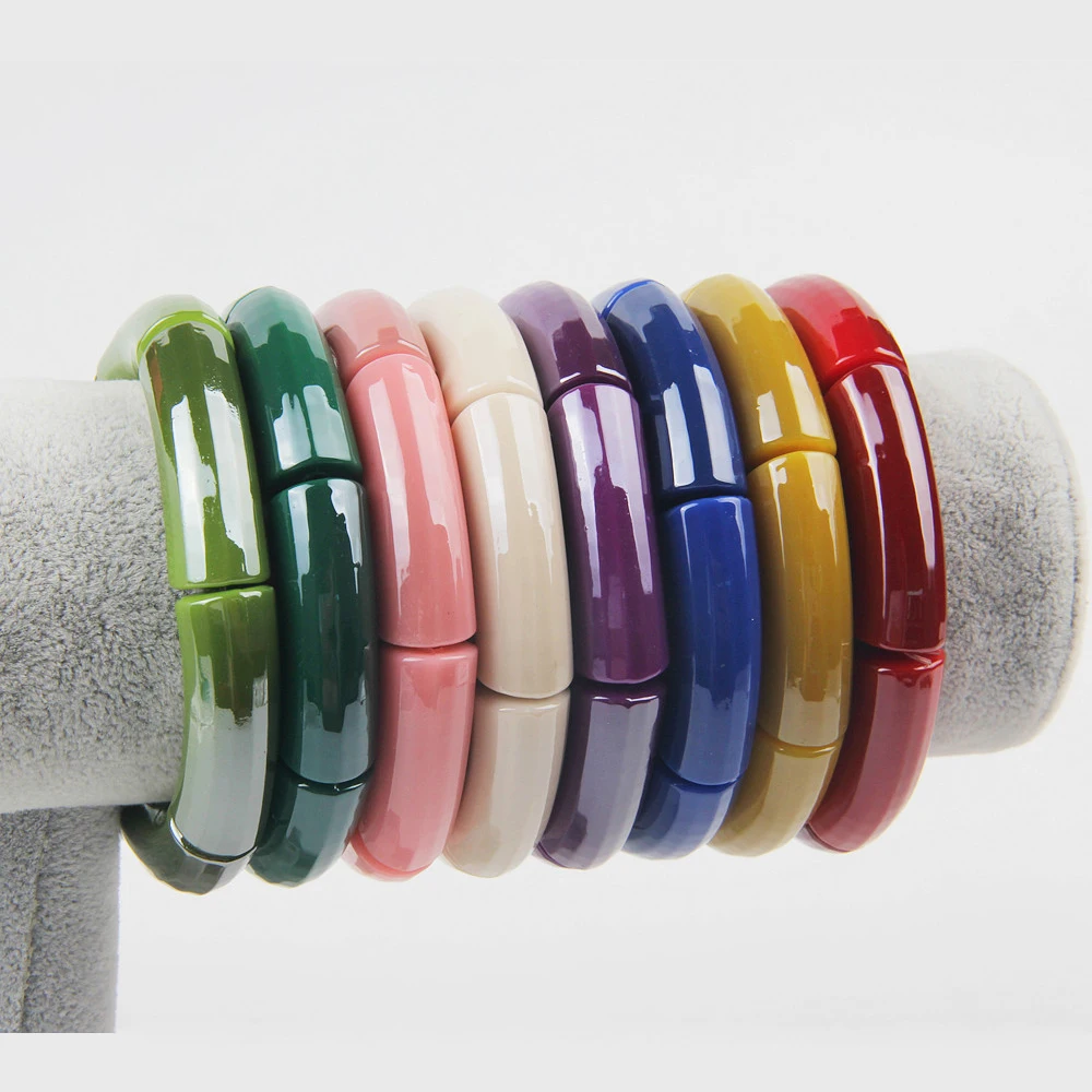 Модная эластичная акриловые браслеты для женщин и девочек простой Стиль