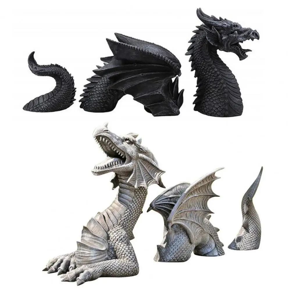 

1 Set Dragon Statue Traditional Oriental Elegance Resin Miniature Dragon Figurine Garden Garden Decoration Resin Dragon Statue