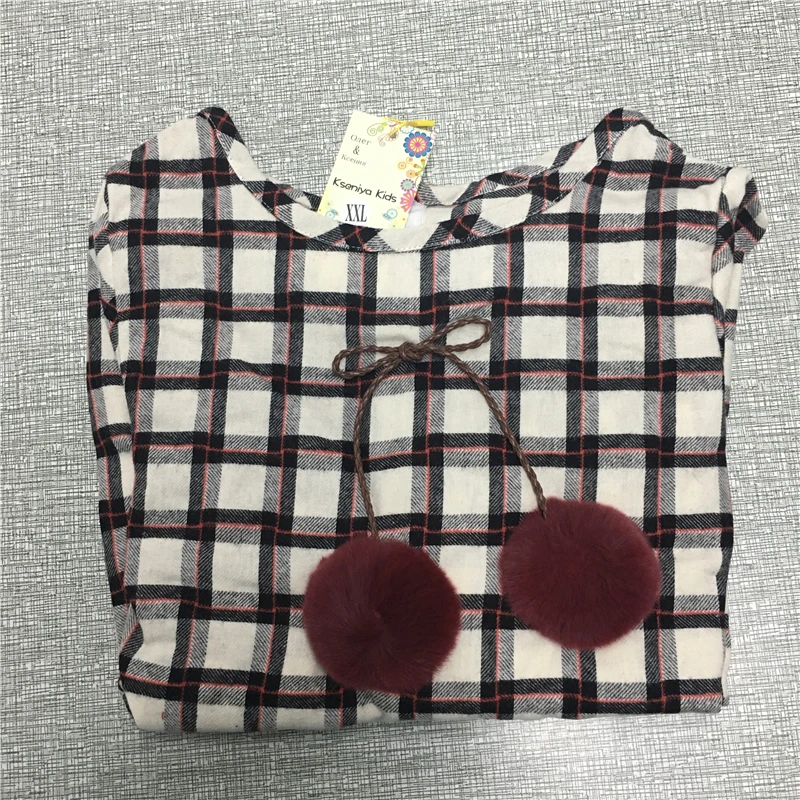 Kseniya Kids/осень ; хлопковая одежда для девочек; цвет красный, желтый; английский стиль; клетчатое платье с длинным рукавом и меховым бантом для маленьких девочек - Цвет: 013