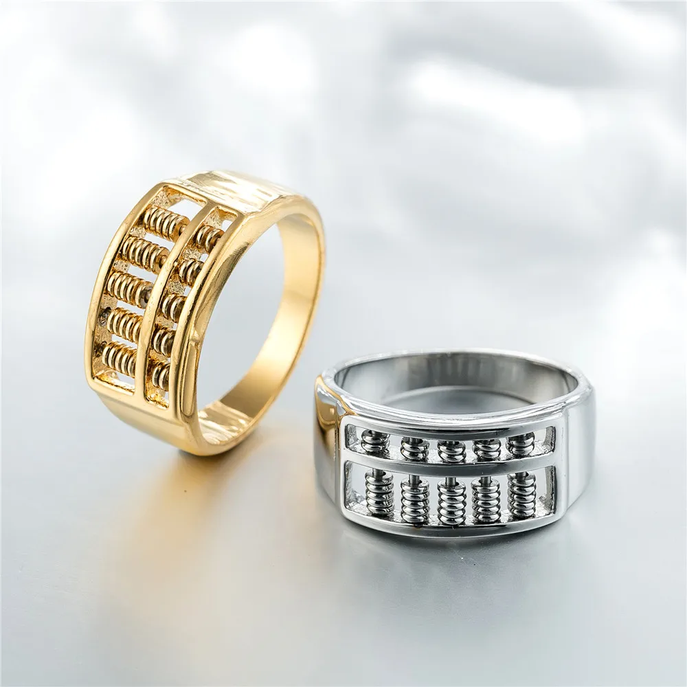 Модная титановая сталь нержавеющая abacus подсчет мужское Золотое кольцо|Кольца| |