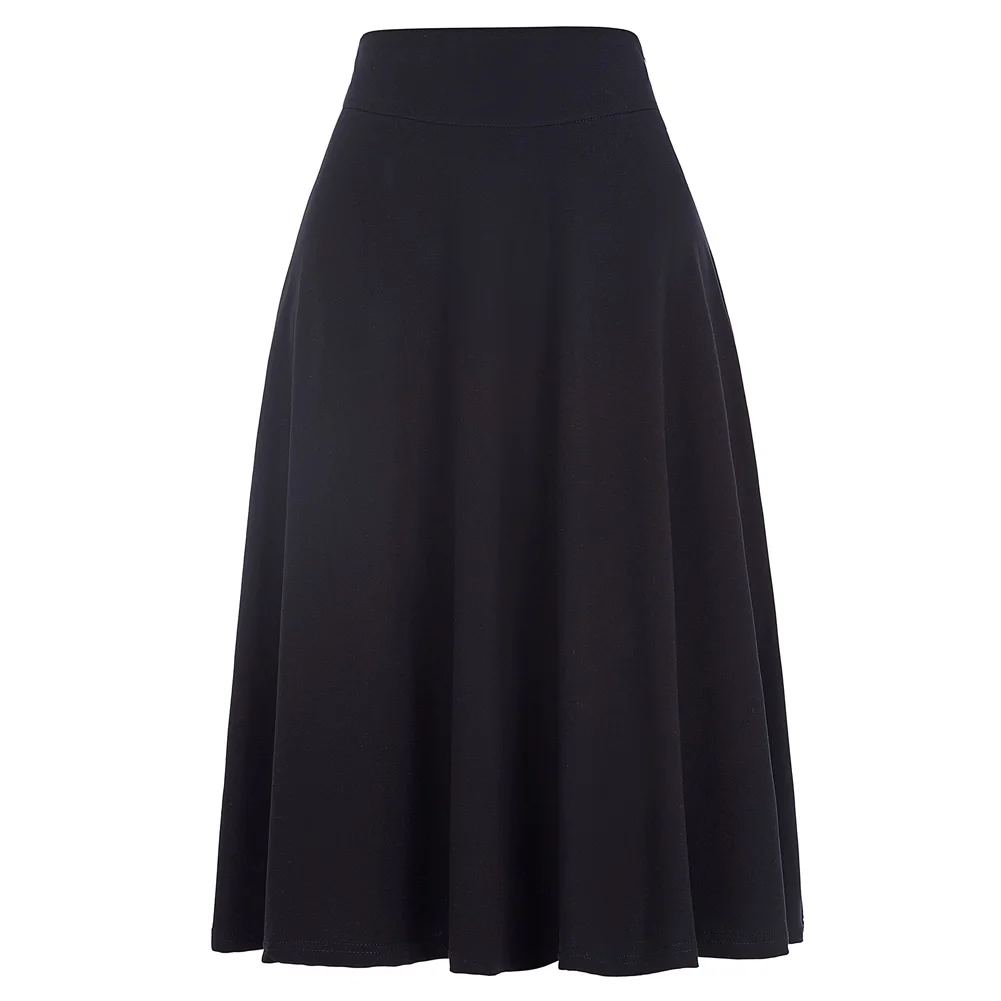 KK Occident High Waist Women's Skirt High Stretchy A-Line Flared Skirt Vintage Style Fashion Elegant Ladies Office Skirt