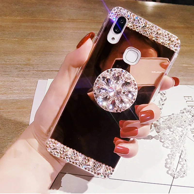 crystal bling mirror phone case for iphone 11 12 13 pro max x xs max xr 7 8 plus 6 6s 5s for samsung note 20 note 10 plus 9 8 5 free global shipping