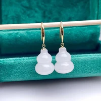 shilovem 18k yellow gold real natural white jasper drop earrings fine jewelry women wedding gift 1114mm myme11145562hby